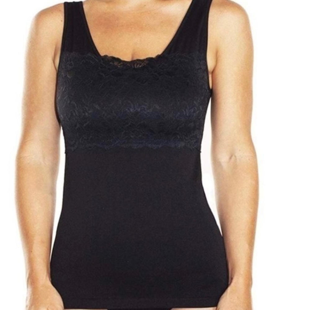 RHONDA SHEAR Size Large Lace Overlay Seamless Tank